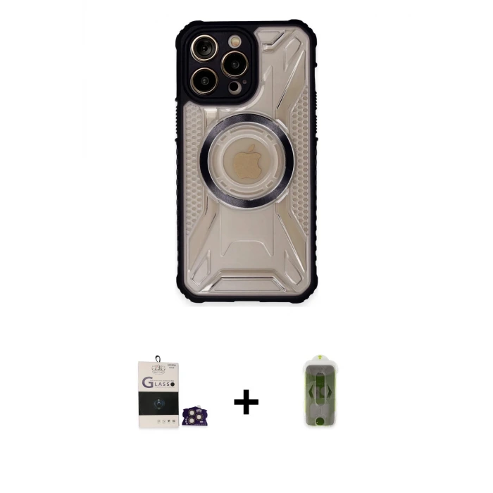 ieg™ iPhone 14 Pro Max Kılıf Kutup Modern - Siyah Joko Magic 5D Hayalet Cam + Bilvis Titan Kamera Lens - GD