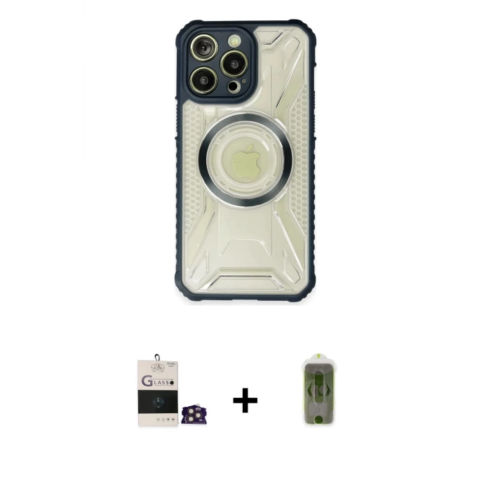 ieg™ iPhone 14 Pro Max Kılıf Kutup Modern - Siyah Joko Magic 5D Hayalet Cam + Bilvis Titan Kamera Lens - GD
