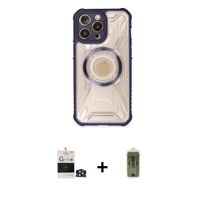 ieg™ iPhone 14 Pro Max Kılıf Kutup Modern - Siyah Joko Magic 5D Hayalet Cam + Bilvis Titan Kamera Lens - GD