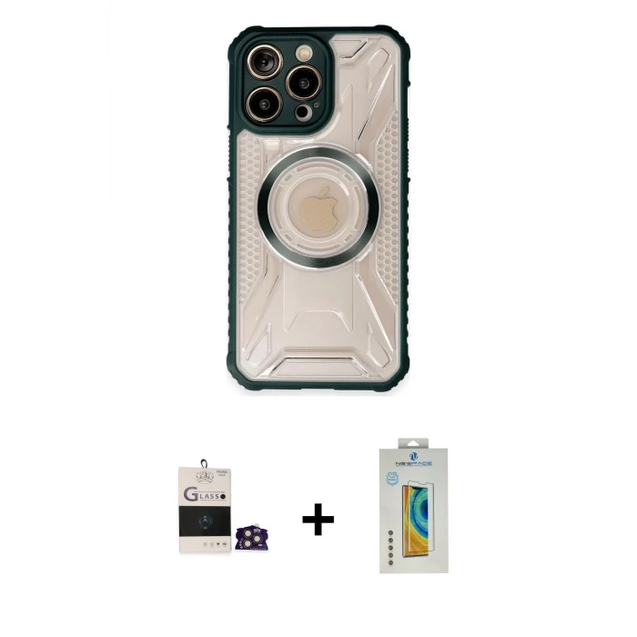 ieg™ iPhone 14 Pro Max Kılıf Kutup Modern - Siyah Polymer Nano Ekran Koruyucu + Bilvis Titan Kamera Lens - GD