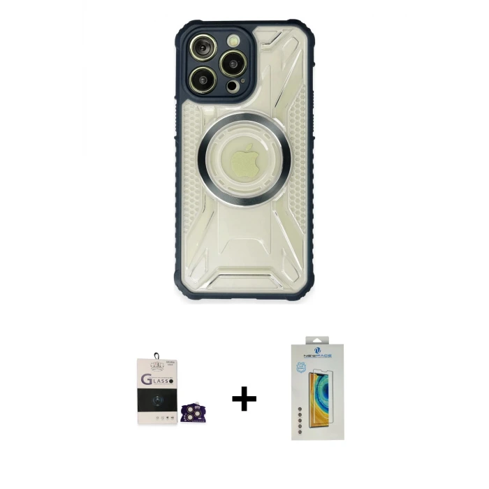 ieg™ iPhone 14 Pro Max Kılıf Kutup Modern - Siyah Polymer Nano Ekran Koruyucu + Bilvis Titan Kamera Lens - GD