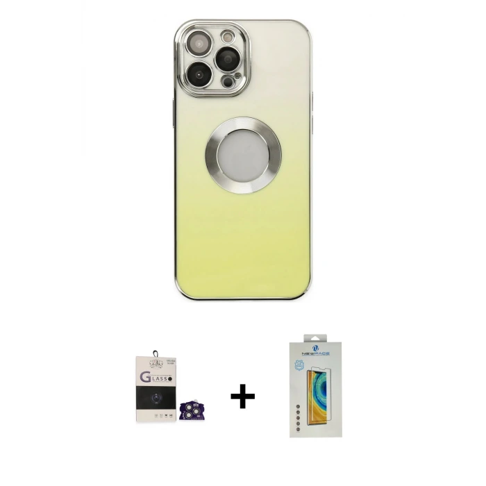 ieg™ iPhone 14 Pro Max Kılıf Kutup Yansıma Özel Seri - Siyah Polymer Nano Ekran Koruyucu + Bilvis Titan Kamera Lens - GS