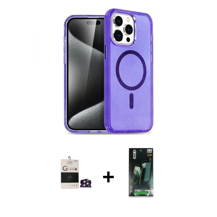 ieg™ iPhone 14 Pro Max Kılıf Nova Asil Prime - Şeffaf 360 Full Body Arka Koruyucu + Bilvis Titan Kamera Lens - GD