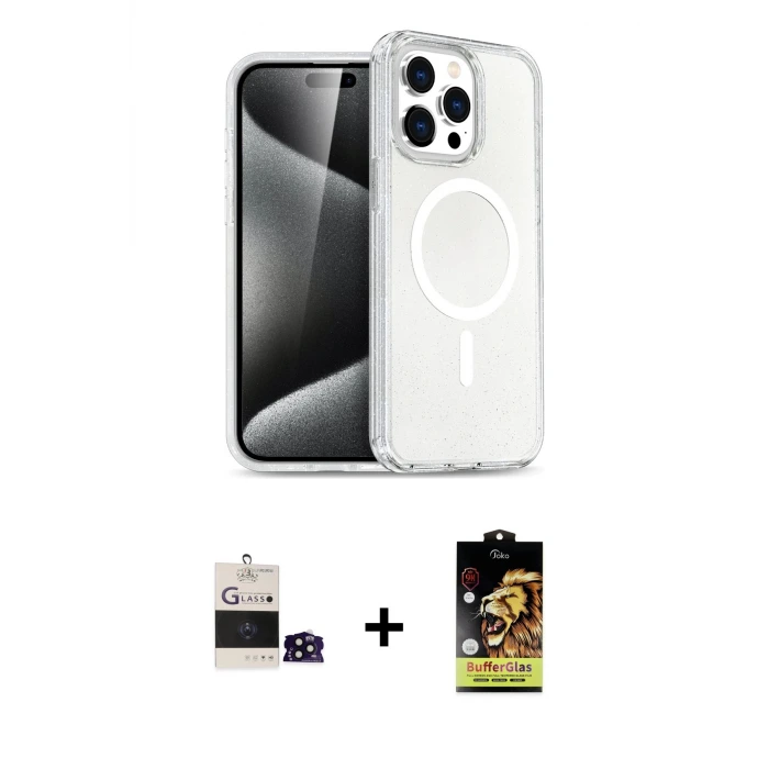 ieg™ iPhone 14 Pro Max Kılıf Nova Asil Prime - Siyah Buffer Cam Ekran Koruyucu + Bilvis Titan Kamera Lens - SH