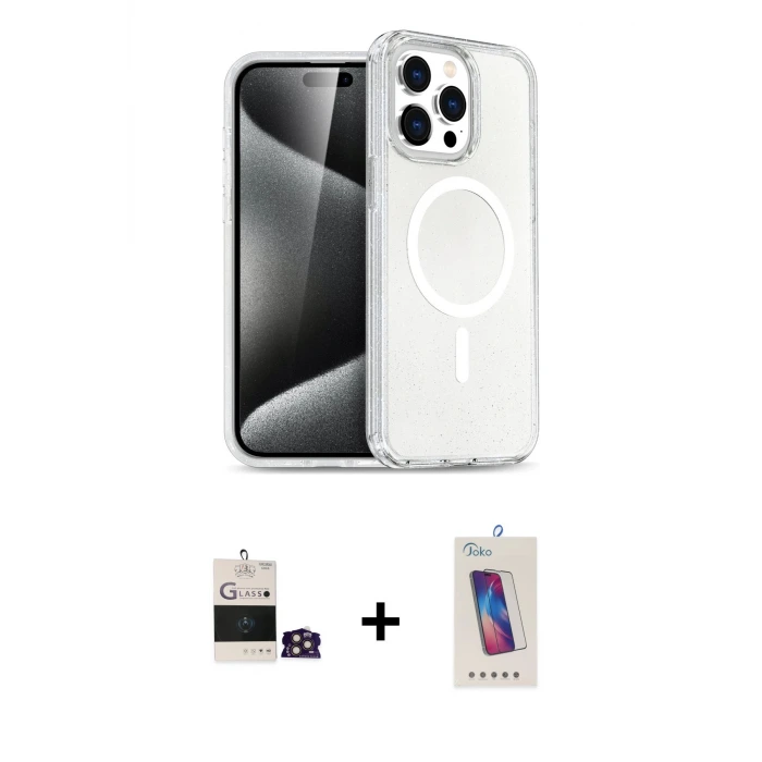 ieg™ iPhone 14 Pro Max Kılıf Nova Asil Prime - Siyah Joko 5D Cam + Bilvis Titan Kamera Lens - GD
