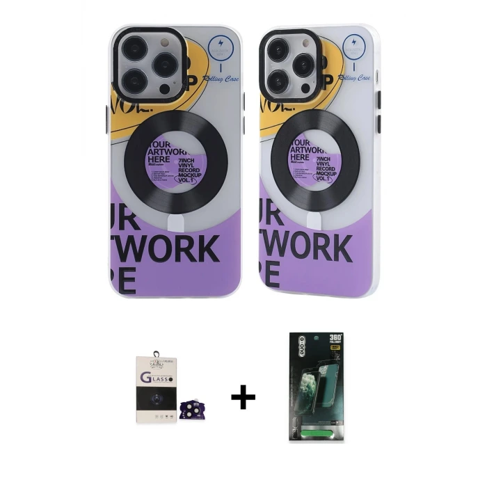 ieg™ iPhone 14 Pro Max Kılıf Nova Doku Koleksiyonu - Şeffaf 360 Full Body Arka Koruyucu + Bilvis Titan Kamera Lens - SH