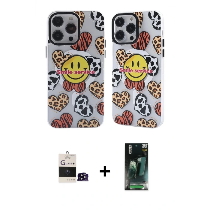 ieg™ iPhone 14 Pro Max Kılıf Nova Doku Koleksiyonu - Şeffaf 360 Full Body Arka Koruyucu + Bilvis Titan Kamera Lens - SH