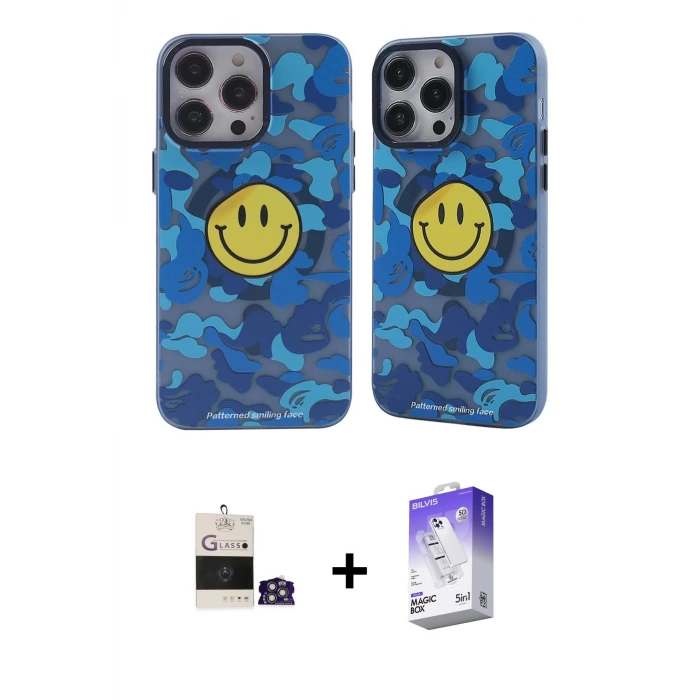 ieg™ iPhone 14 Pro Max Kılıf Nova Doku Koleksiyonu - Siyah Bilvis 5in1 3D Magic Cam Ekran Koruyucu + Bilvis Titan Kamera Lens - GS