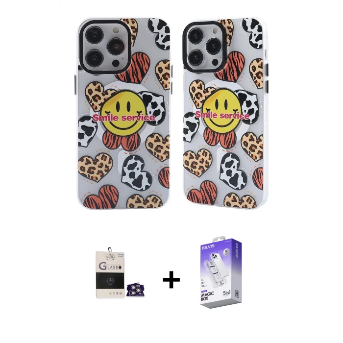 ieg™ iPhone 14 Pro Max Kılıf Nova Doku Koleksiyonu - Siyah Bilvis 5in1 3D Magic Cam Ekran Koruyucu + Bilvis Titan Kamera Lens - GS