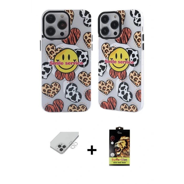 ieg™ iPhone 14 Pro Max Kılıf Nova Doku Koleksiyonu - Siyah Buffer Cam Ekran Koruyucu + Band Metal Kamera Lens - GS