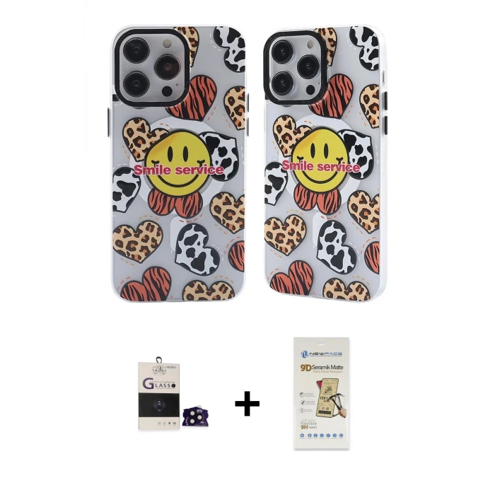 ieg™ iPhone 14 Pro Max Kılıf Nova Doku Koleksiyonu - Siyah Mat Seramik Nano Ekran Koruyucu + Bilvis Titan Kamera Lens - SH