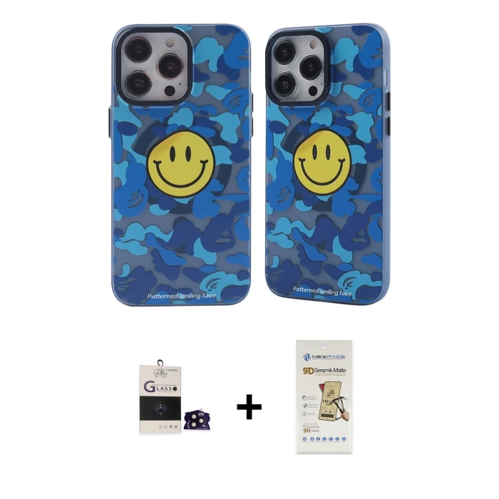 ieg™ iPhone 14 Pro Max Kılıf Nova Doku Koleksiyonu - Siyah Mat Seramik Nano Ekran Koruyucu + Bilvis Titan Kamera Lens - SH