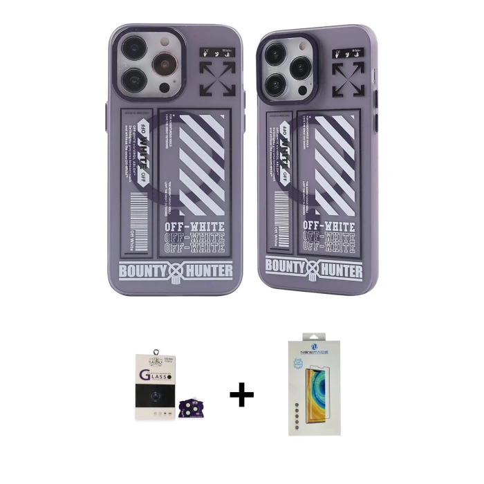 ieg™ iPhone 14 Pro Max Kılıf Nova Doku Koleksiyonu - Siyah Polymer Nano Ekran Koruyucu + Bilvis Titan Kamera Lens - DNMR