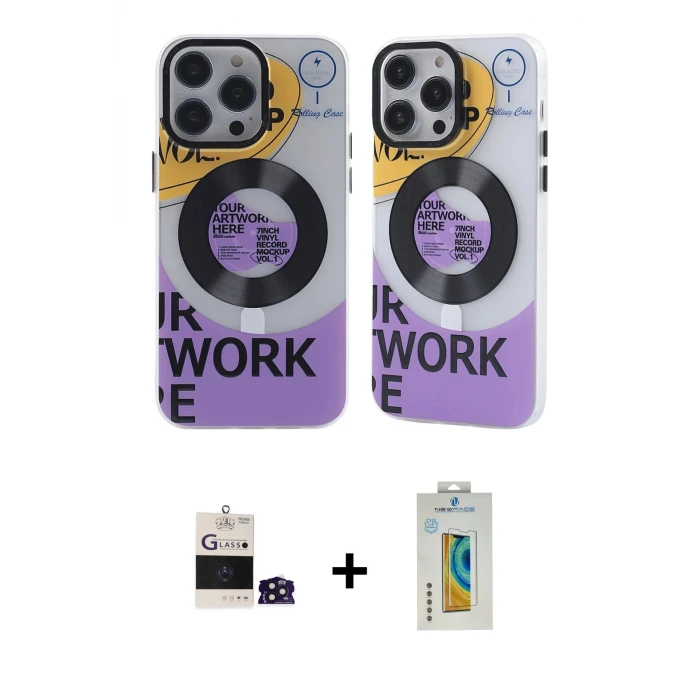 ieg™ iPhone 14 Pro Max Kılıf Nova Doku Koleksiyonu - Siyah Polymer Nano Ekran Koruyucu + Bilvis Titan Kamera Lens - DNMR