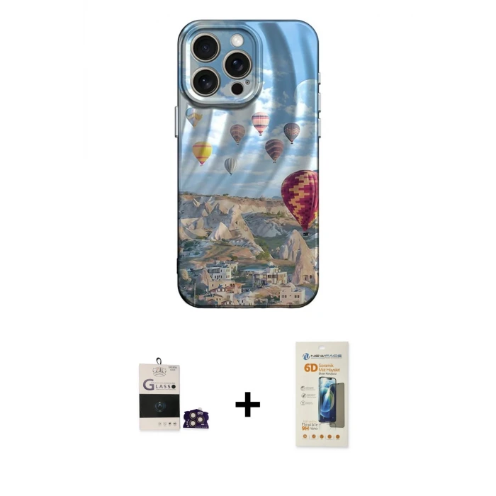 ieg™ iPhone 14 Pro Max Kılıf Nova Doku Prime - Siyah 6D Mat Seramik Hayalet Nano Ekran Koruyucu + Bilvis Titan Kamera Lens - GD