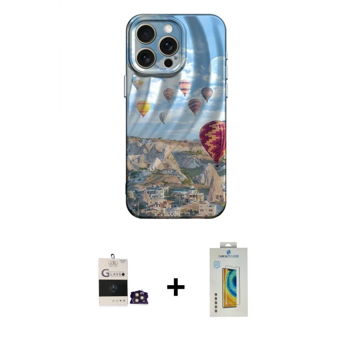 ieg™ iPhone 14 Pro Max Kılıf Nova Doku Prime - Siyah Polymer Nano Ekran Koruyucu + Bilvis Titan Kamera Lens - GD