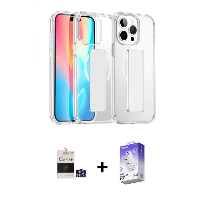 ieg™ iPhone 14 Pro Max Kılıf Nova Işık Koleksiyonu - Siyah Bilvis 5in1 3D Magic Cam Ekran Koruyucu + Bilvis Titan Kamera Lens - GS