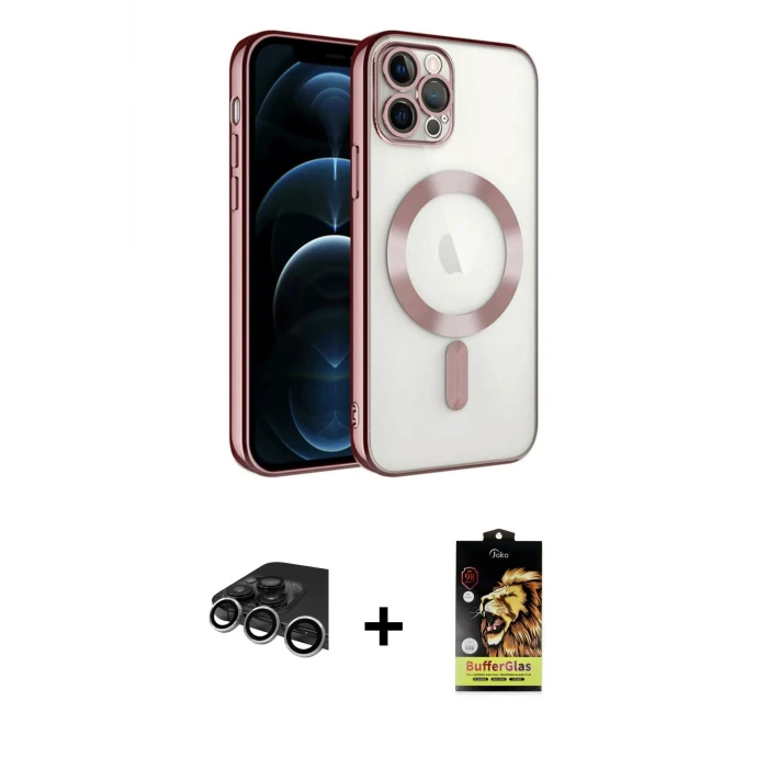 ieg™ iPhone 14 Pro Max Kılıf Nova Işık Özel Seri - Siyah Buffer Cam Ekran Koruyucu + Raze Metal Kamera Lens - GS