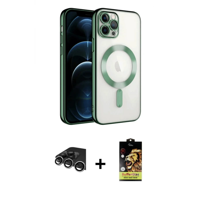 ieg™ iPhone 14 Pro Max Kılıf Nova Işık Özel Seri - Siyah Buffer Cam Ekran Koruyucu + Raze Metal Kamera Lens - GS