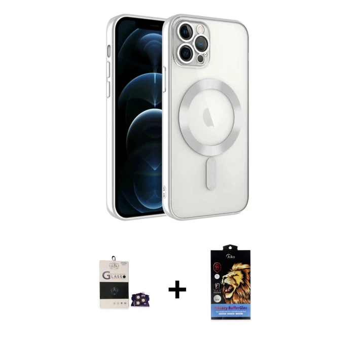 ieg™ iPhone 14 Pro Max Kılıf Nova Işık Özel Seri - Siyah Buffer Hayalet Cam Ekran Koruyucu + Bilvis Titan Kamera Lens - GD