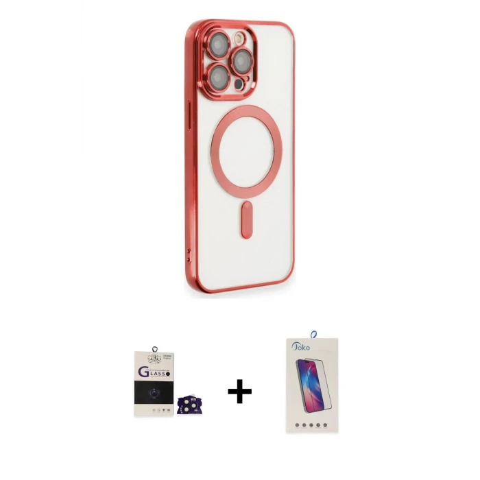 ieg™ iPhone 14 Pro Max Kılıf Nova Işık Özel Seri - Siyah Joko 5D Cam + Bilvis Titan Kamera Lens - DNMR