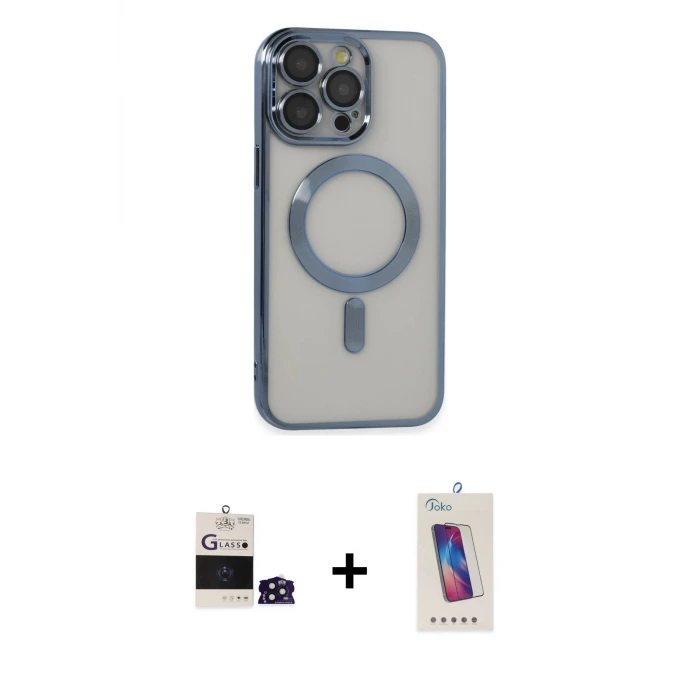ieg™ iPhone 14 Pro Max Kılıf Nova Işık Özel Seri - Siyah Joko 5D Cam + Bilvis Titan Kamera Lens - DNMR