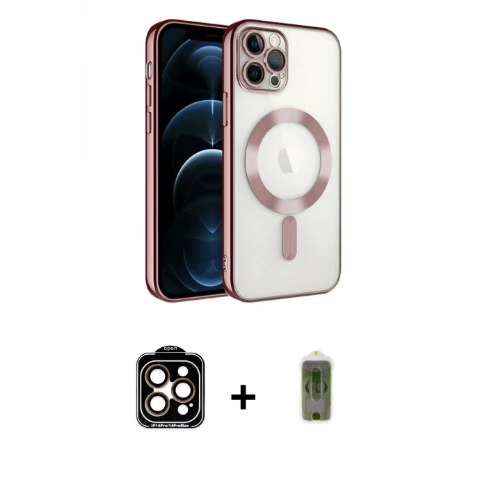 ieg™ iPhone 14 Pro Max Kılıf Nova Işık Özel Seri - Siyah Joko Magic 5D Hayalet Cam + PVD Metal Kamera Lens - TU