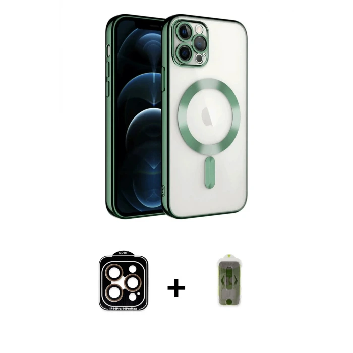 ieg™ iPhone 14 Pro Max Kılıf Nova Işık Özel Seri - Siyah Joko Magic 5D Hayalet Cam + PVD Metal Kamera Lens - TU