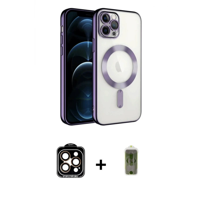 ieg™ iPhone 14 Pro Max Kılıf Nova Işık Özel Seri - Siyah Joko Magic 5D Hayalet Cam + PVD Metal Kamera Lens - TU