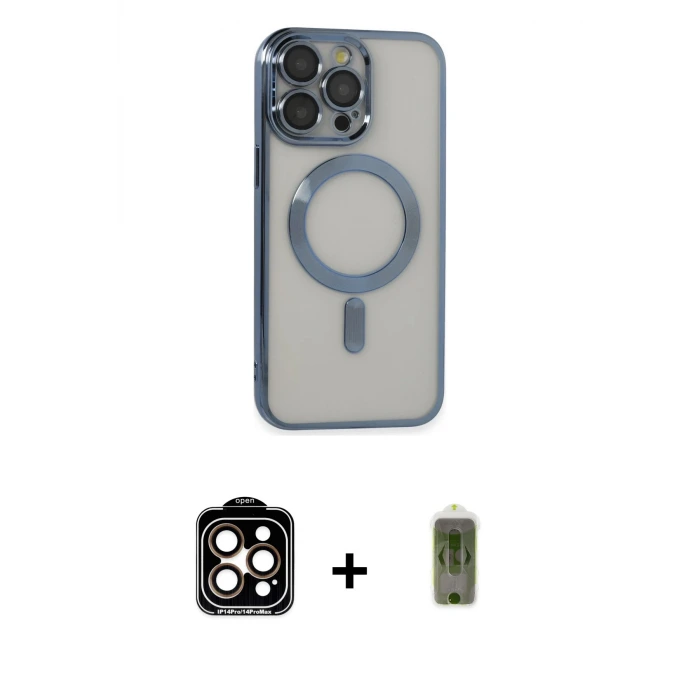 ieg™ iPhone 14 Pro Max Kılıf Nova Işık Özel Seri - Siyah Joko Magic 5D Hayalet Cam + PVD Metal Kamera Lens - TU