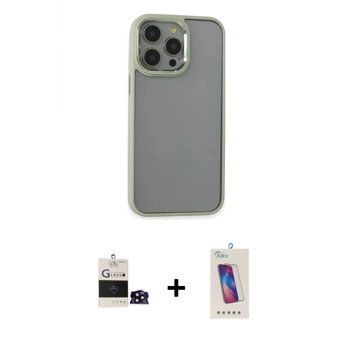 ieg™ iPhone 14 Pro Max Kılıf Nova Işık Serisi - Siyah Joko 5D Cam + Bilvis Titan Kamera Lens - SH