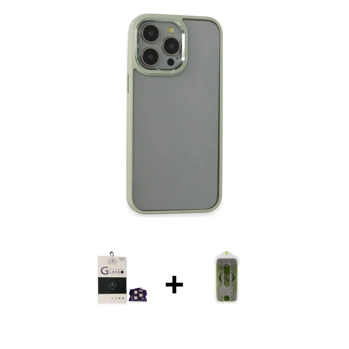 ieg™ iPhone 14 Pro Max Kılıf Nova Işık Serisi - Siyah Joko Magic 5D Hayalet Cam + Bilvis Titan Kamera Lens - GD