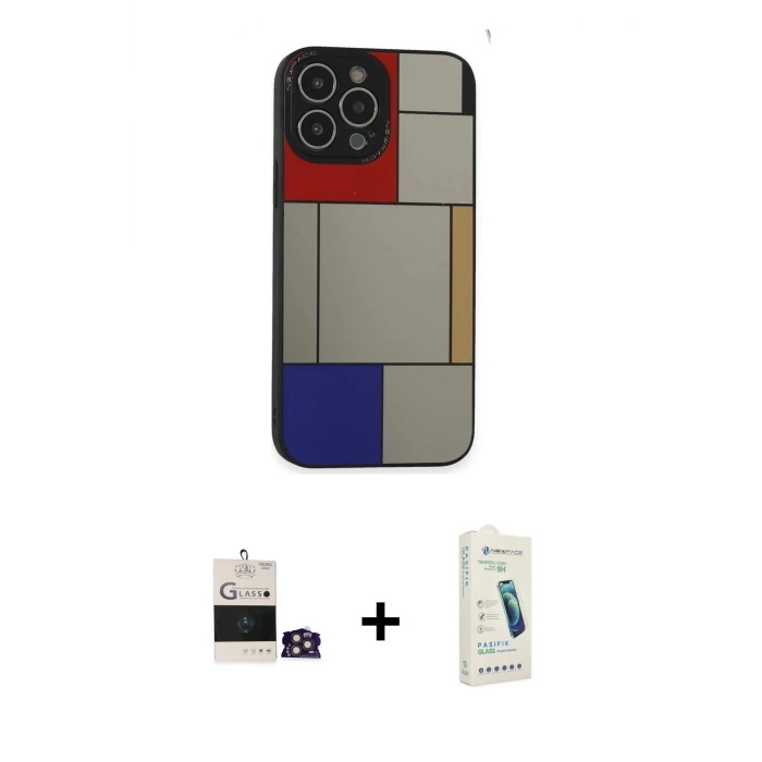 ieg™ iPhone 14 Pro Max Kılıf Odak Klasik Serisi - Şeffaf Pasifik Cam Ekran Koruyucu + Bilvis Titan Kamera Lens - GD