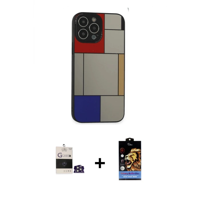 ieg™ iPhone 14 Pro Max Kılıf Odak Klasik Serisi - Siyah Buffer Hayalet Cam Ekran Koruyucu + Bilvis Titan Kamera Lens - GS