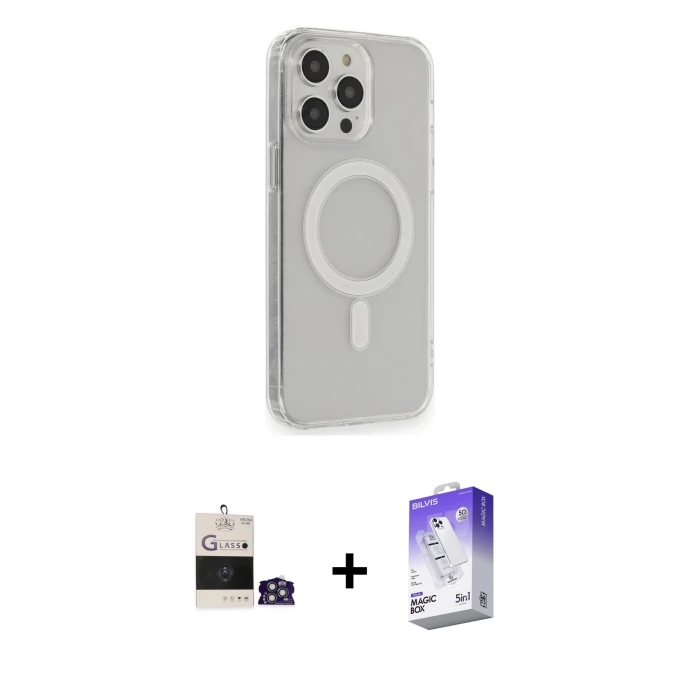ieg™ iPhone 14 Pro Max Kılıf Pusula Çizgi Koleksiyonu - Siyah Bilvis 5in1 3D Magic Cam Ekran Koruyucu + Bilvis Titan Kamera Lens - GS