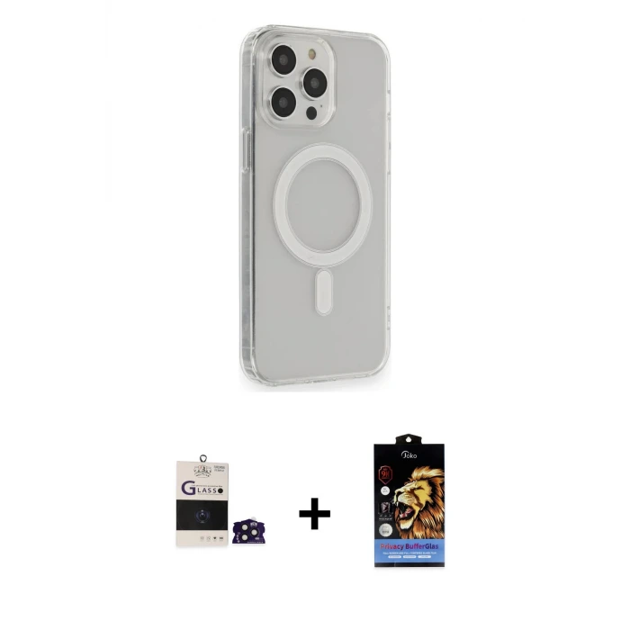 ieg™ iPhone 14 Pro Max Kılıf Pusula Çizgi Koleksiyonu - Siyah Buffer Hayalet Cam Ekran Koruyucu + Bilvis Titan Kamera Lens - DNMR