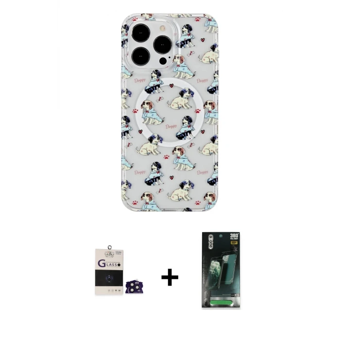 ieg™ iPhone 14 Pro Max Kılıf Pusula Form - Siyah 360 Mat Full Body Arka Koruyucu + Bilvis Titan Kamera Lens - DNMR