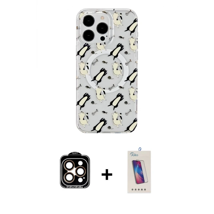 ieg™ iPhone 14 Pro Max Kılıf Pusula Form - Siyah Joko 5D Cam + PVD Metal Kamera Lens - TU