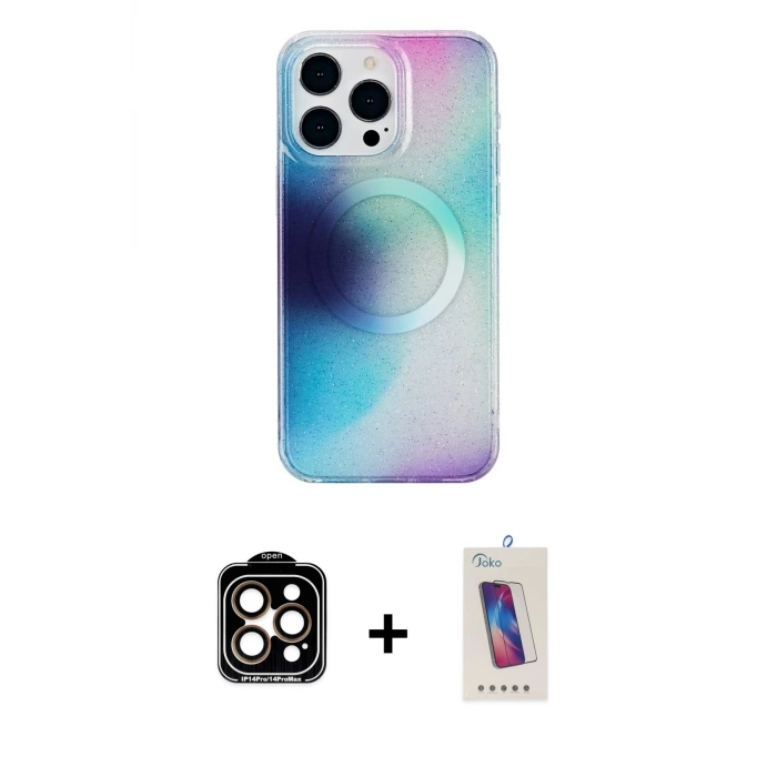 ieg™ iPhone 14 Pro Max Kılıf Pusula Form - Siyah Joko 5D Cam + PVD Metal Kamera Lens - TU