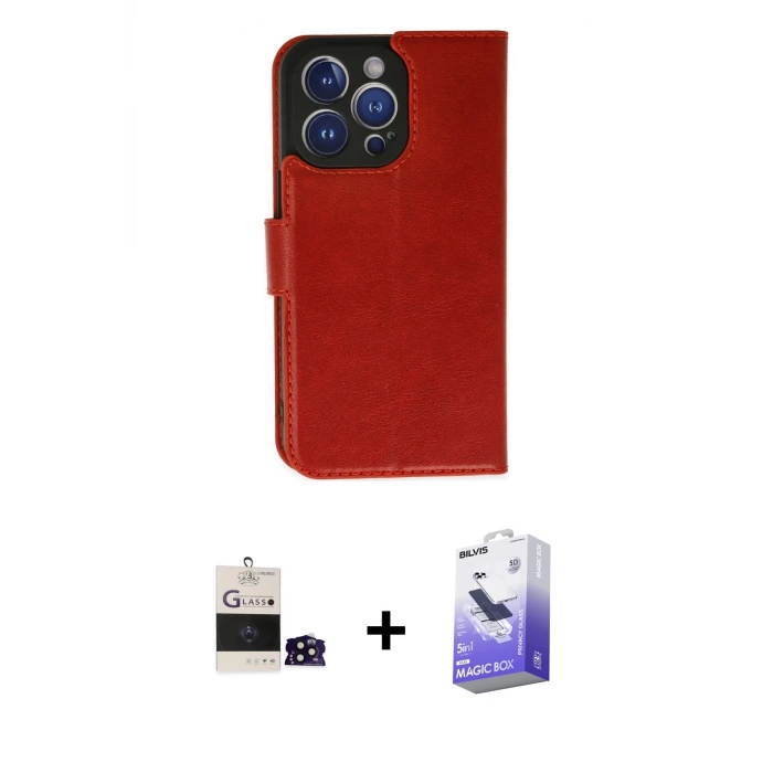 ieg™ iPhone 14 Pro Max Kılıf Siluet Işık Serisi - Siyah Bilvis 5in1 5D Magic Hayalet Cam Ekran Koruyucu + Bilvis Titan Kamera Lens - SH