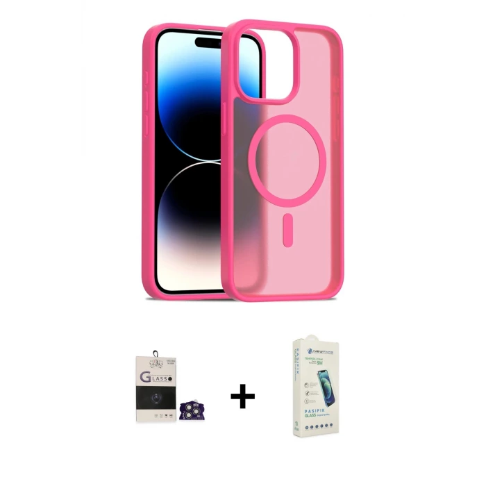 ieg™ iPhone 14 Pro Max Kılıf Siluet Minimal Prime - Şeffaf Pasifik Cam Ekran Koruyucu + Bilvis Titan Kamera Lens - GS