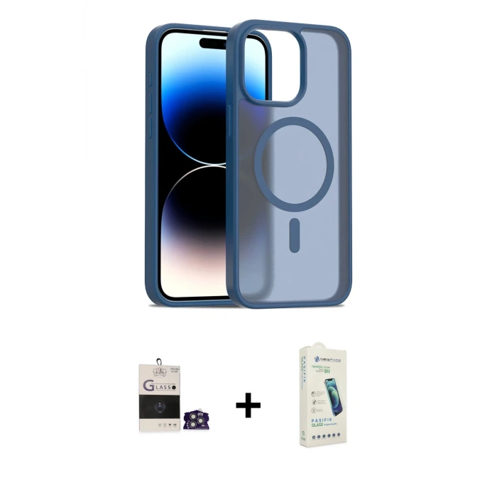 ieg™ iPhone 14 Pro Max Kılıf Siluet Minimal Prime - Şeffaf Pasifik Cam Ekran Koruyucu + Bilvis Titan Kamera Lens - GS
