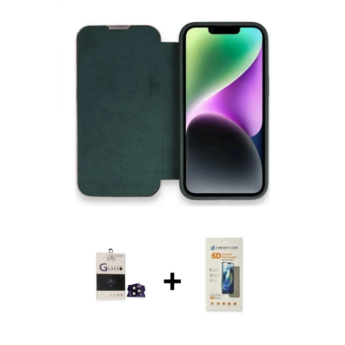 ieg™ iPhone 14 Pro Max Kılıf Siluet Minimal Serisi - Siyah 6D Mat Seramik Hayalet Nano Ekran Koruyucu + Bilvis Titan Kamera Lens - SH