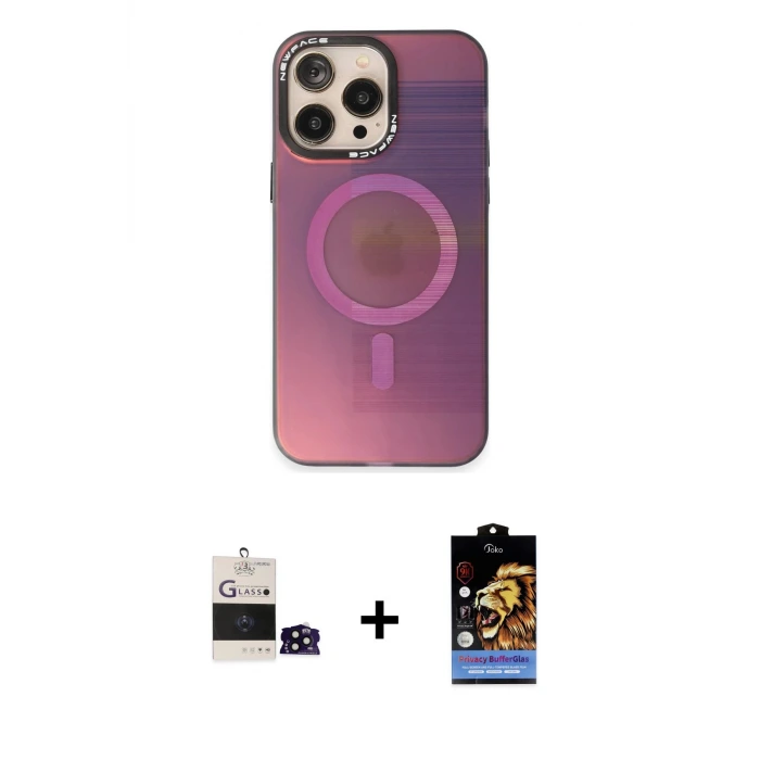 ieg™ iPhone 14 Pro Max Kılıf Siluet Modern Koleksiyonu - Siyah Buffer Hayalet Cam Ekran Koruyucu + Bilvis Titan Kamera Lens - SH