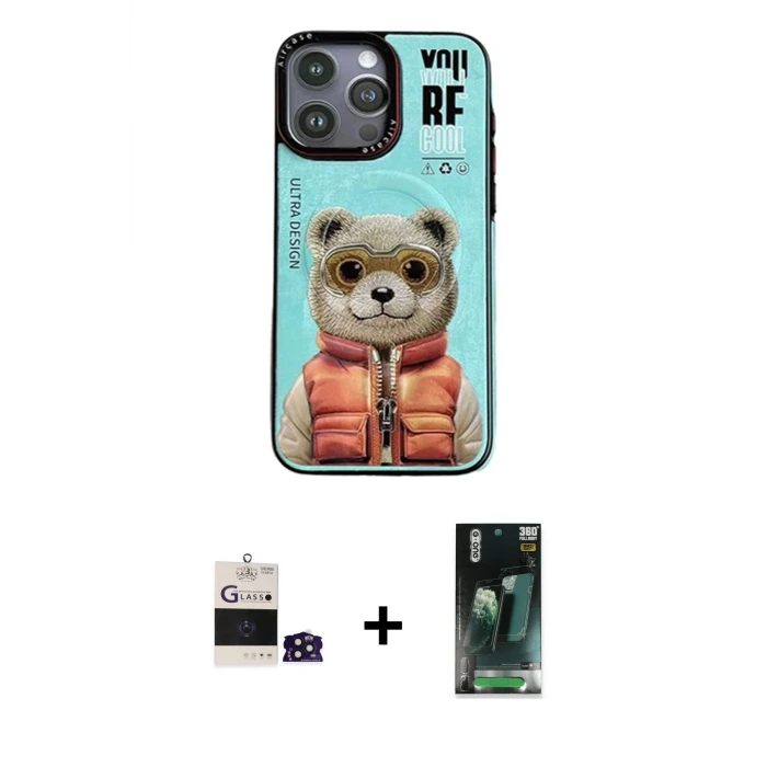 ieg™ iPhone 14 Pro Max Kılıf Siluet Modern Özel Seri - Siyah 360 Mat Full Body Arka Koruyucu + Bilvis Titan Kamera Lens - DNMR