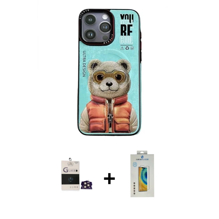 ieg™ iPhone 14 Pro Max Kılıf Siluet Modern Özel Seri - Siyah Polymer Nano Ekran Koruyucu + Bilvis Titan Kamera Lens - GD