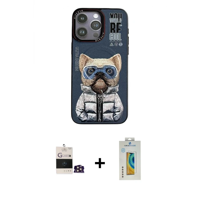 ieg™ iPhone 14 Pro Max Kılıf Siluet Modern Özel Seri - Siyah Polymer Nano Ekran Koruyucu + Bilvis Titan Kamera Lens - GD