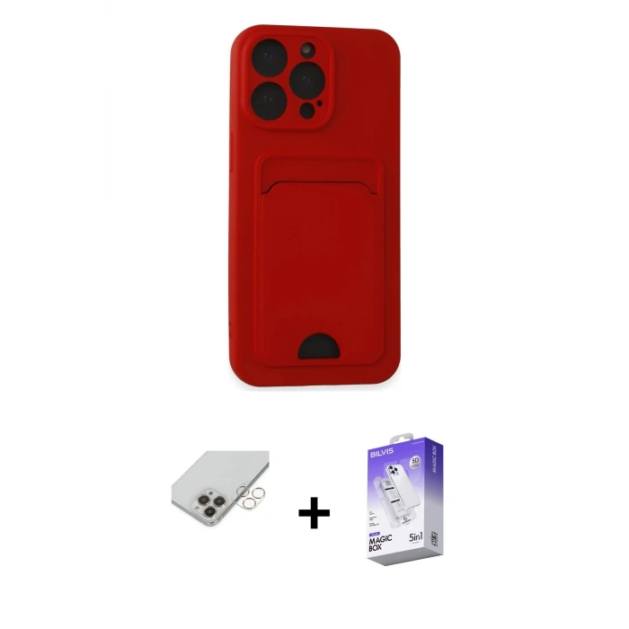 ieg™ iPhone 14 Pro Max Kılıf Vadi Çizgi Prime - Siyah Bilvis 5in1 3D Magic Cam Ekran Koruyucu + Band Metal Kamera Lens - GD