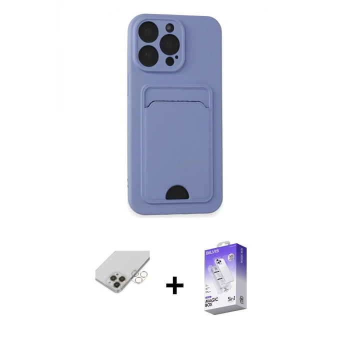 ieg™ iPhone 14 Pro Max Kılıf Vadi Çizgi Prime - Siyah Bilvis 5in1 3D Magic Cam Ekran Koruyucu + Band Metal Kamera Lens - GD