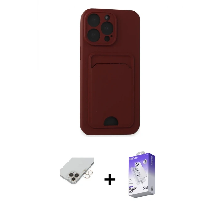 ieg™ iPhone 14 Pro Max Kılıf Vadi Çizgi Prime - Siyah Bilvis 5in1 3D Magic Cam Ekran Koruyucu + Band Metal Kamera Lens - GD